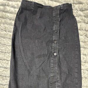 Belle Vere Black Button-Down Stretch Long Skirt Small
